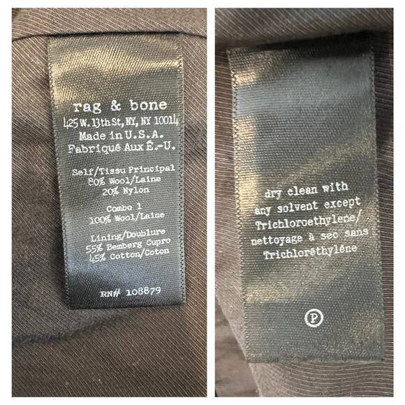 Rag & Bone Stanley Wide-Lapel Wool-Blend Peacoat Size XS - Picture 11 of 13